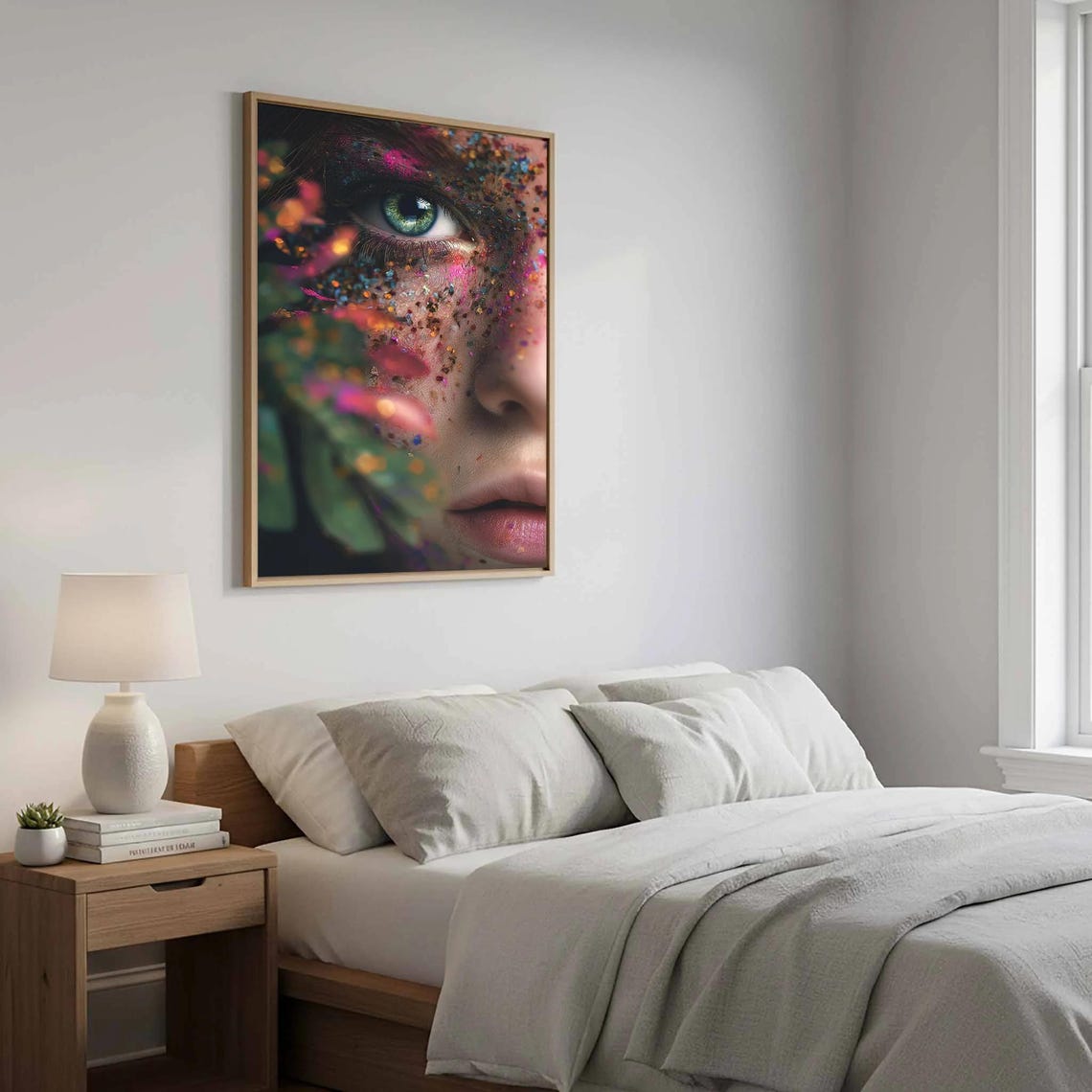 Glitter Face Paint Woman Portrait Bold Colorful Pop Art Poster