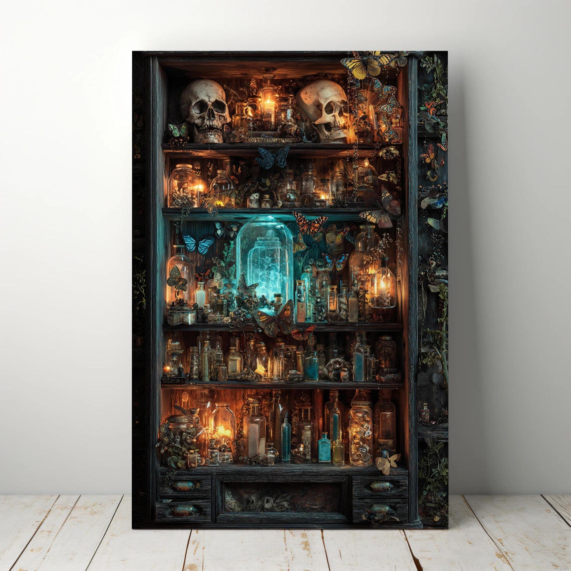 Witch Cabinet Canvas Wall Art Dark Academia Curiosities Print