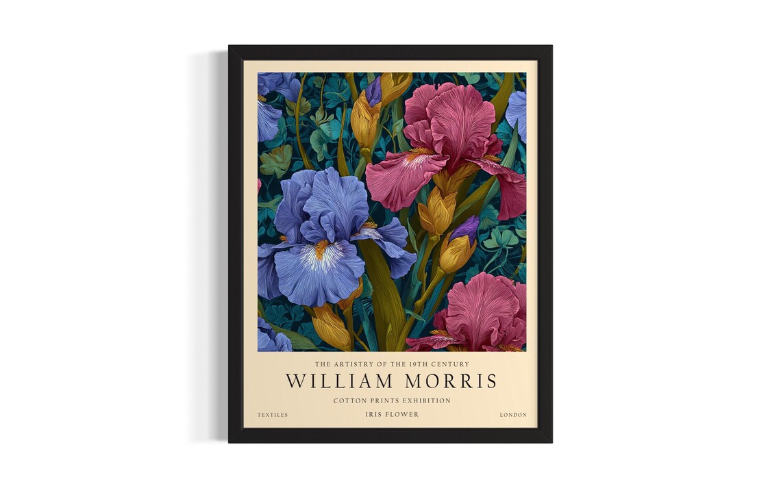 Purple Iris William Morris Cotton Prints Exhibition Vintage Poster