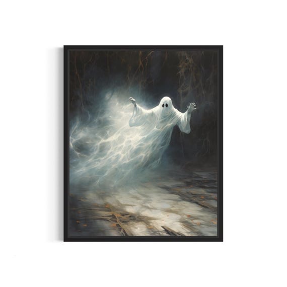 Floating Ghost Art Print Vintage Gothic Wall Art Painting Decor Photo