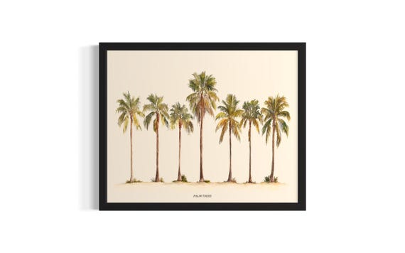 Palm Trees Poster Art Print Living Room Wall Original Painting Artwork Decor