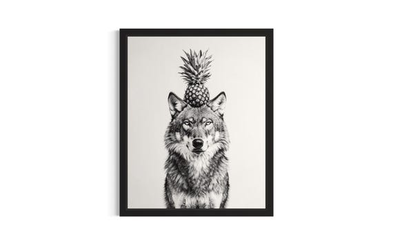 Wolf Kitchen Animals Poster Art Print Wall Original Painting Artwork Decor