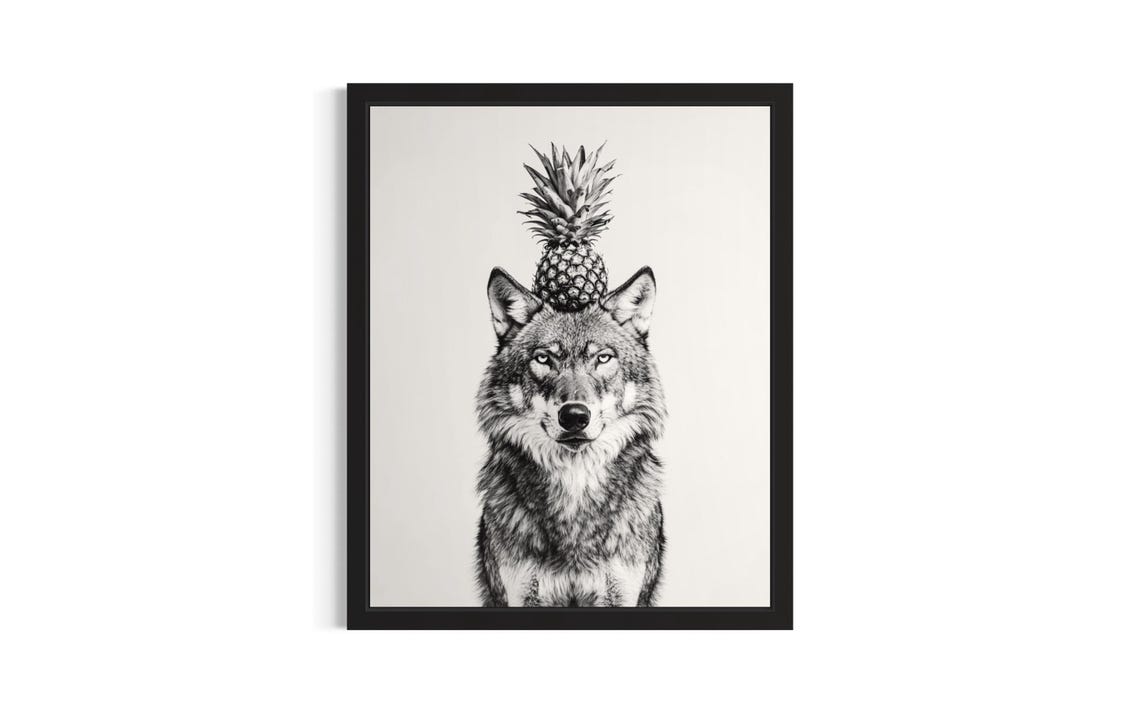 Wolf Kitchen Animals Poster Art Print Wall Original Painting Artwork Decor