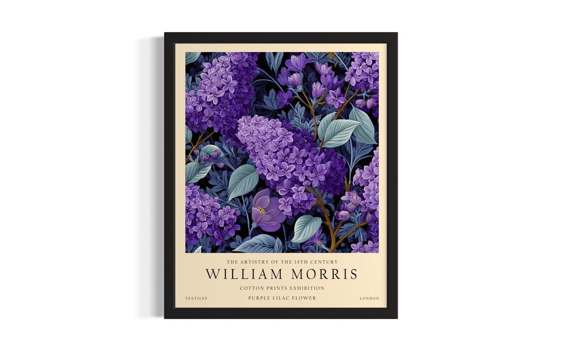 William Morris Purple Lilac Vintage Botanical Floral Art Poster