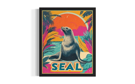 Seal Pop Art Animal Poster Print Living Room Wall Original Painting Artwork Decor