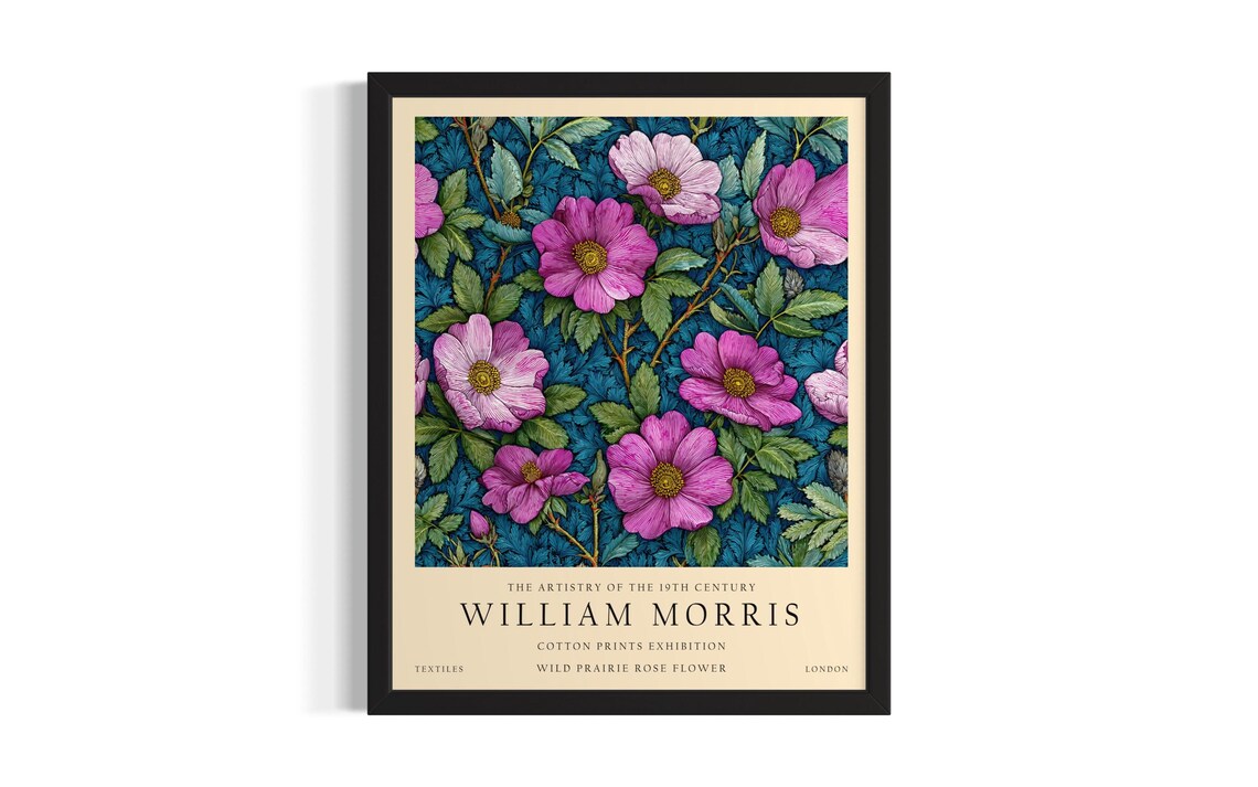 William Morris Wild Prairie Rose Vintage Botanical Art Poster