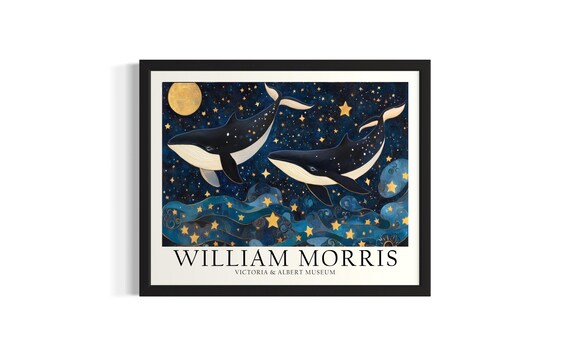 Killer Whale William Morris Sea Creatures Poster Art Print Living Room Wall Original Painting Artwork Decor