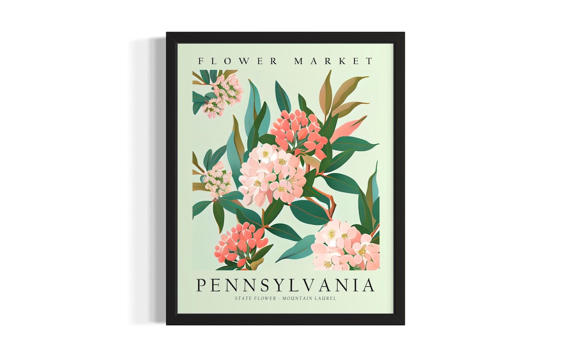 Pennsylvania Mountain Laurel Flower Market Botanical Bloom Art Poster