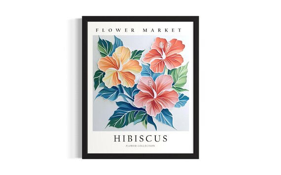 Hibiscus Flower 3d Poster Art Print Living Room Wall Original Painting Artwork Decor