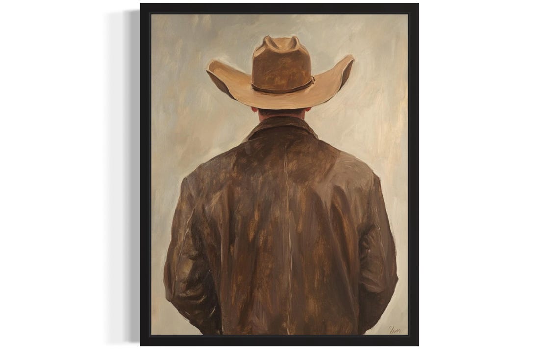 Cowboy Poster Art Print Animal Western Wild West Painting Wall Art Decor Pictures