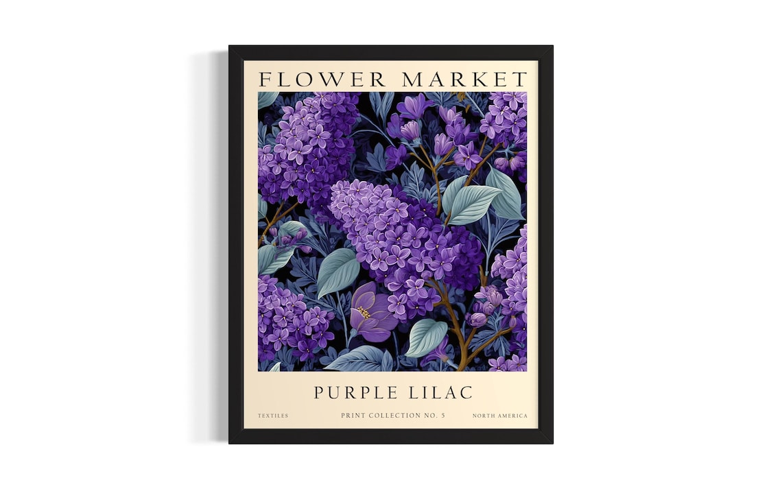 Flower Market Purple Lilac Vintage Botanical Flower Art Poster