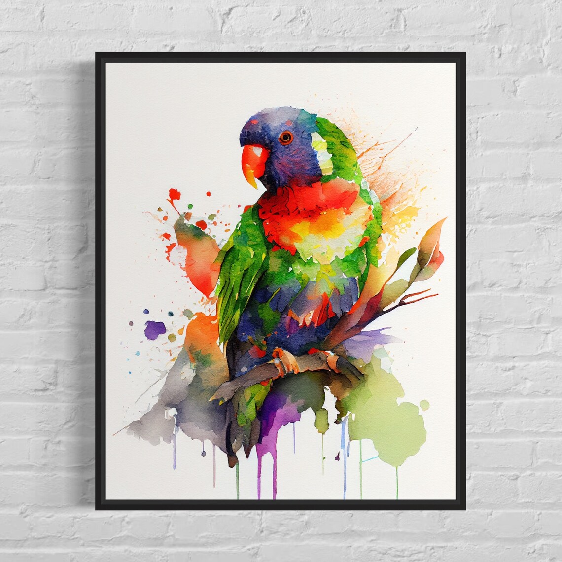 Rainbow Lorikeet Parrot In Vivid Watercolor Wildlife Art Poster