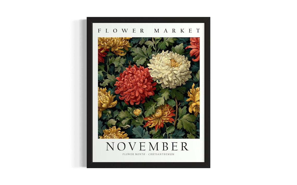 Flower Market November Chrysanthemum Birth Month Flower Poster