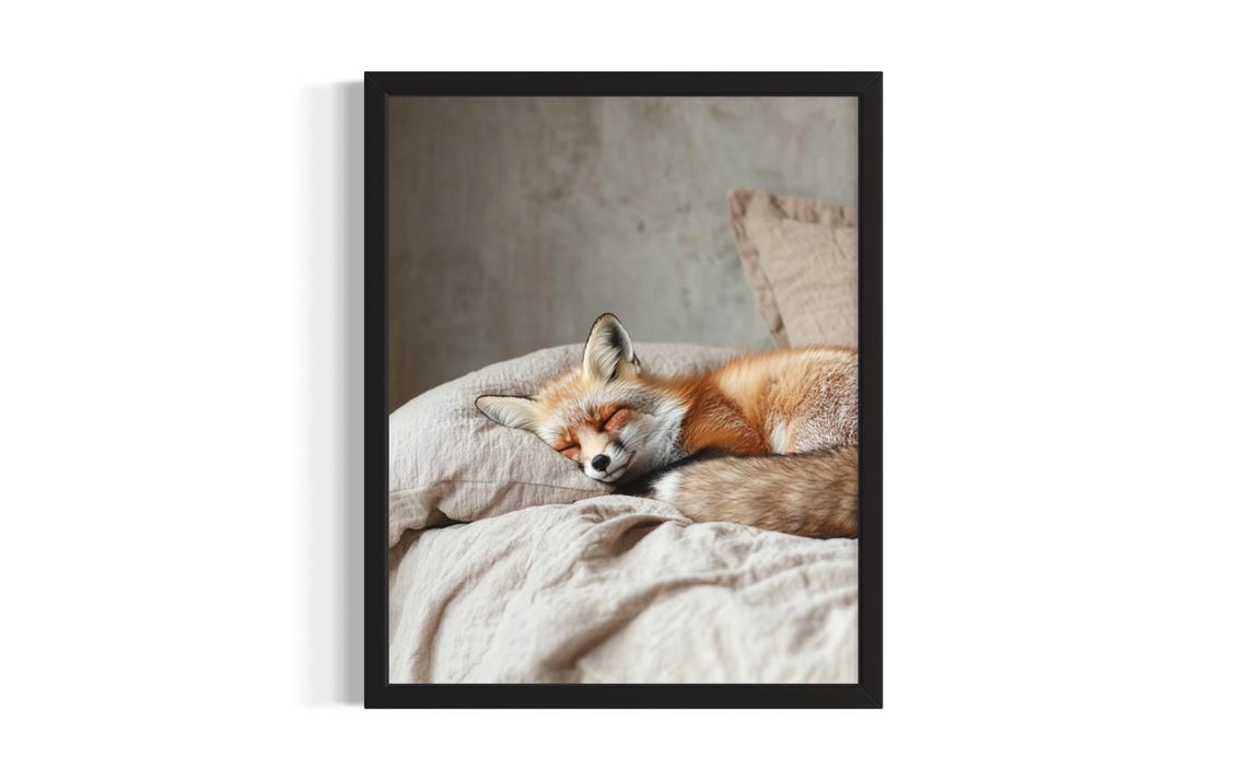 Fox Animal Bedroom Poster Art Print Wall Original Painting Artwork Decor