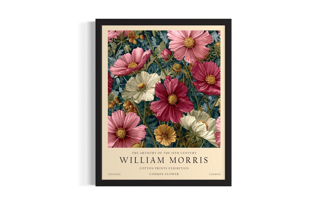 Pink Cosmos William Morris Cotton Prints Exhibition Vintage Poster