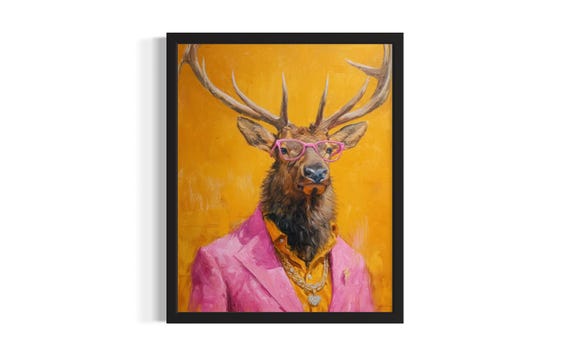 Elk Animal Poster Art Print Living Room Wall Original Painting Artwork Decor