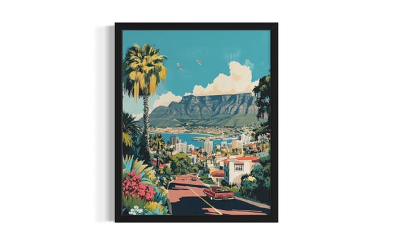 Cape Town South Africa Landscape Poster Art Print Living Room Wall Original Painting Artwork Decor
