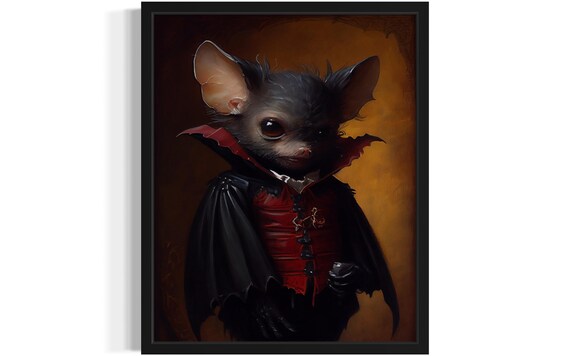 Baby Bat Dressed in a Vampire Costume Cute Gothic Portrait Poster