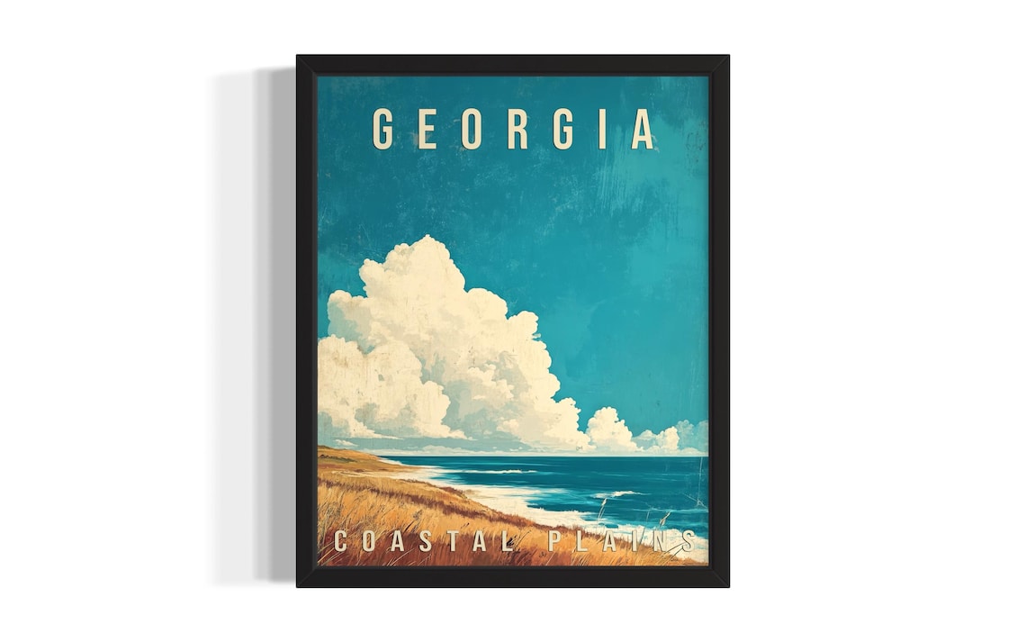 Georgia Coastal Plains Sandy Beach Dunes Vintage Travel Poster