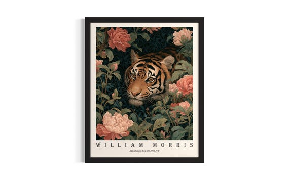 Tiger William Morris Animal Poster Art Print Living Room Wall Original Painting Artwork Decor