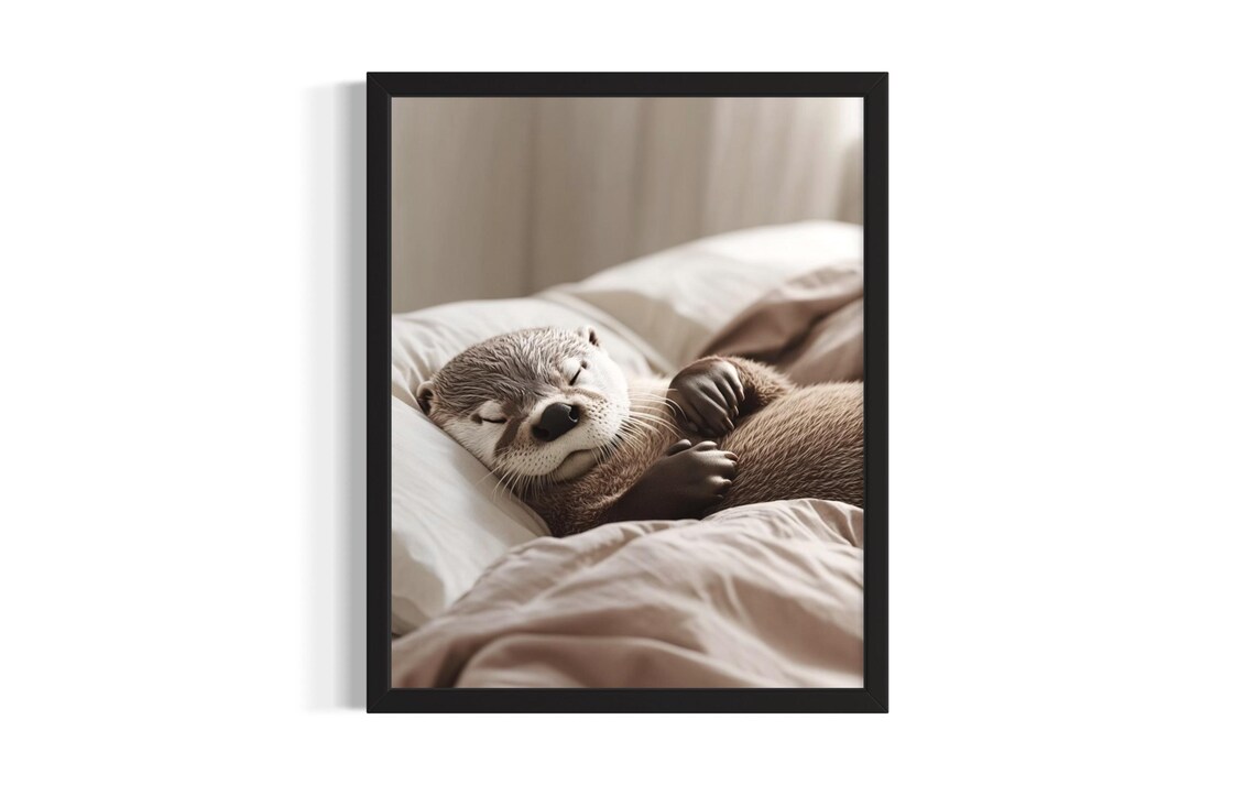 Otter Animal Bedroom Poster Art Print Wall Original Painting Artwork Decor