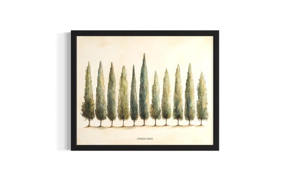 Cypress Trees Poster Art Print Living Room Wall Original Painting Artwork Decor