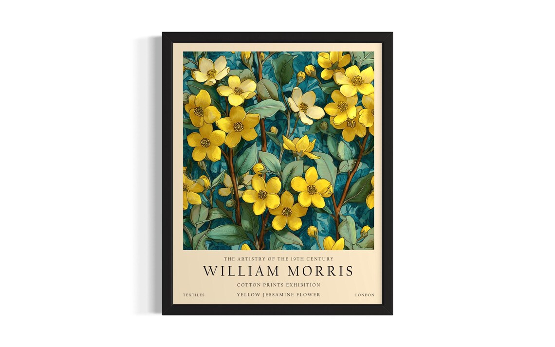 Yellow Jessamine William Morris Cotton Prints Exhibition Poster