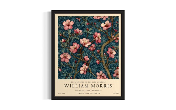 William Morris Peach Blossom Vintage Botanical Floral Art Poster
