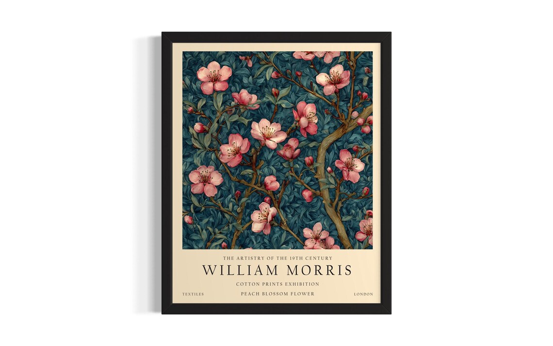 William Morris Peach Blossom Vintage Botanical Floral Art Poster
