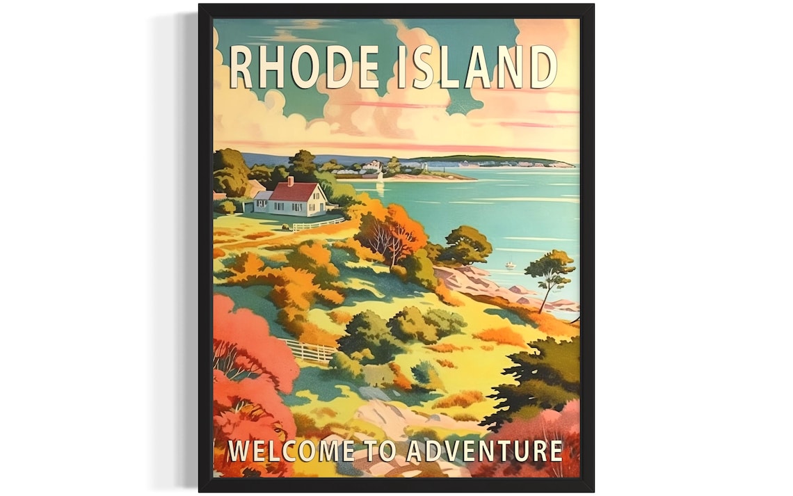 Rhode Island Narragansett Bay Welcome To Adventure Coastal Art Poster