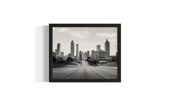 Atlanta Georgia Skyline Highway Black and White Cityscape Wall Art