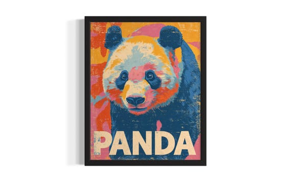 Panda Pop Art Animal Poster Print Living Room Wall Original Painting Artwork Decor