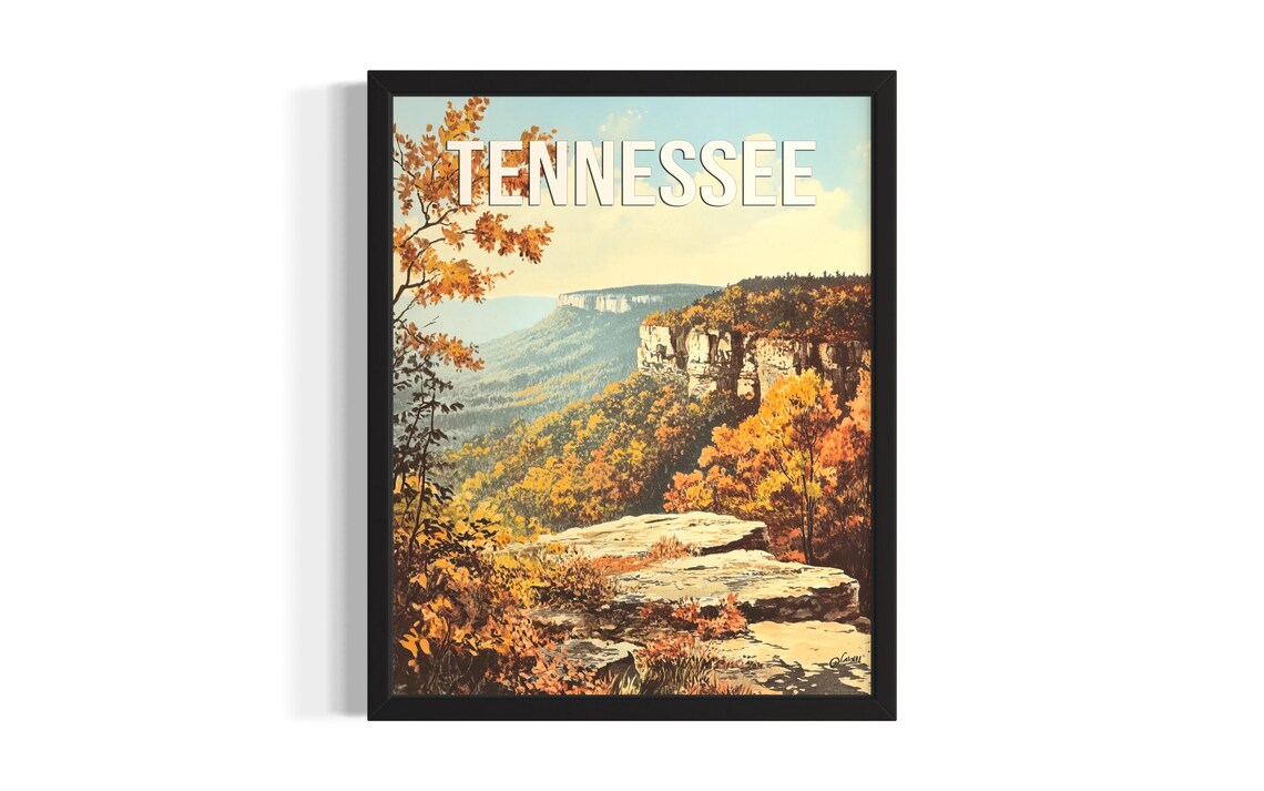 Tennessee Cumberland Plateau Autumn Cliffs Overlook Art Poster