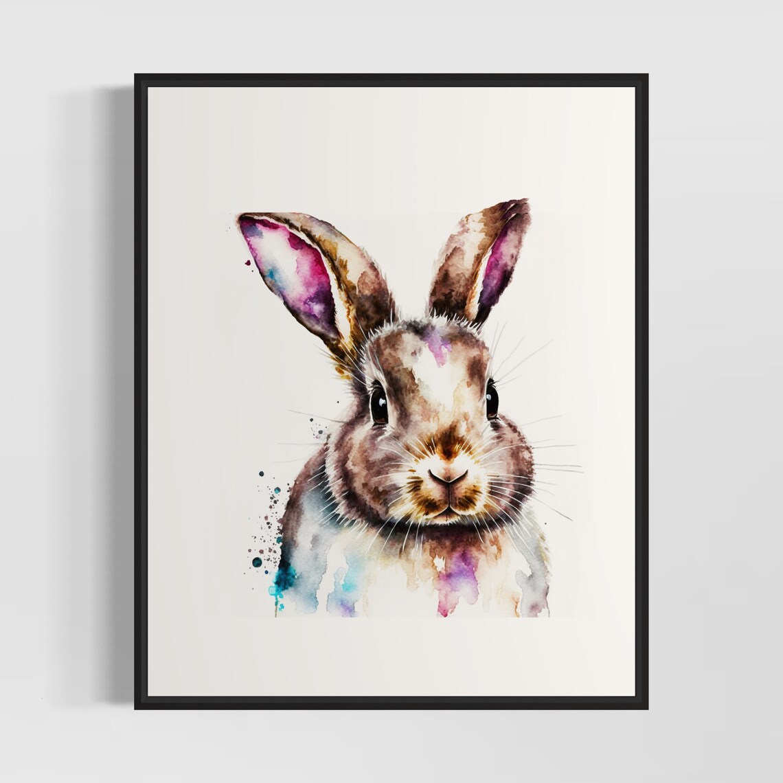 Sweet Wild Hare With Long Ears In Gentle Watercolor Art Poster