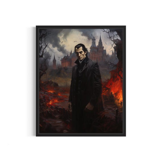 Dracula Art Print Vintage Gothic Wall Art Painting Decor Photo