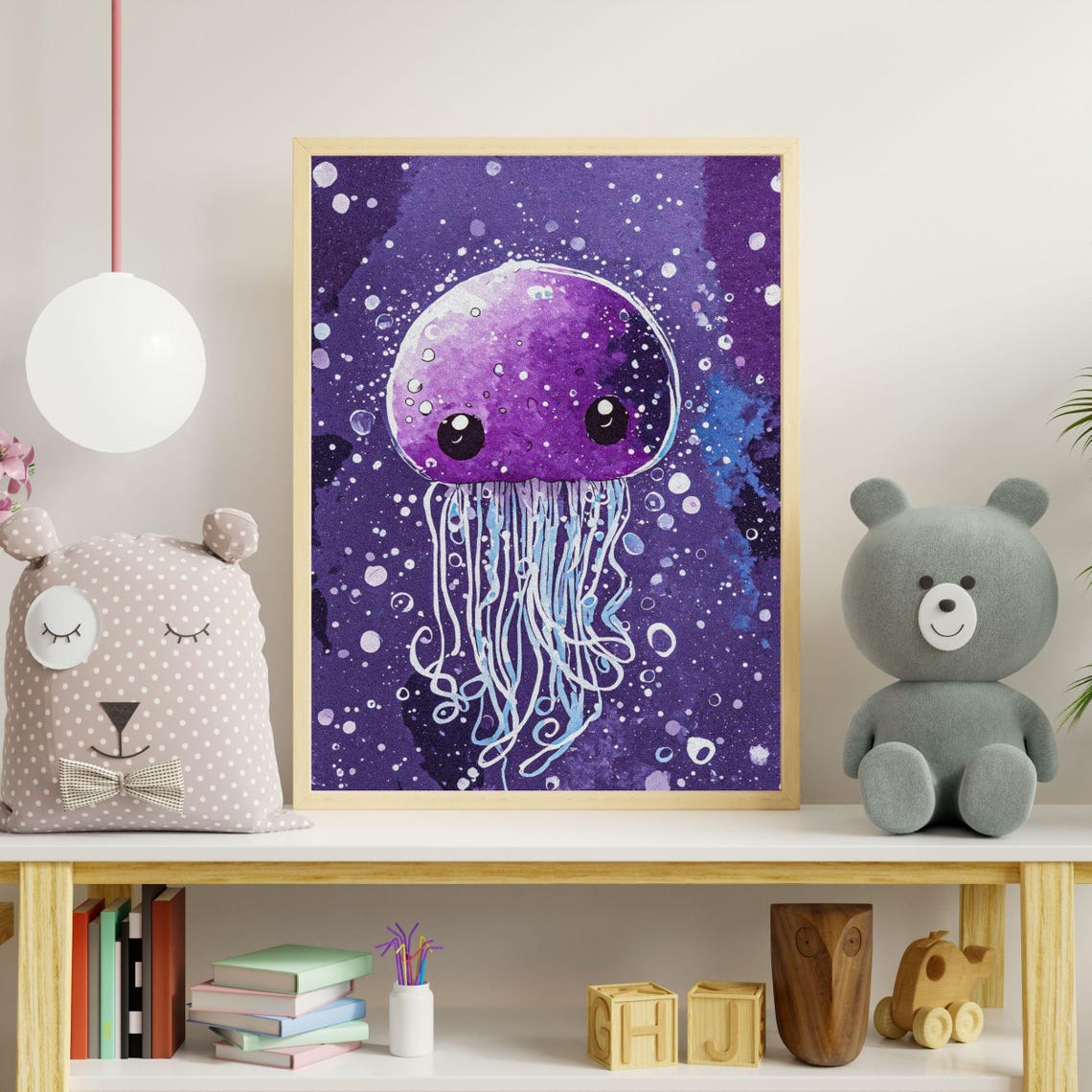 Purple Jellyfish Framed Art Print Girls Room Decor Lavender Ocean Animal Wall Art Nursery Art Unique Baby Gift Watercolor Sea Life - Image 4