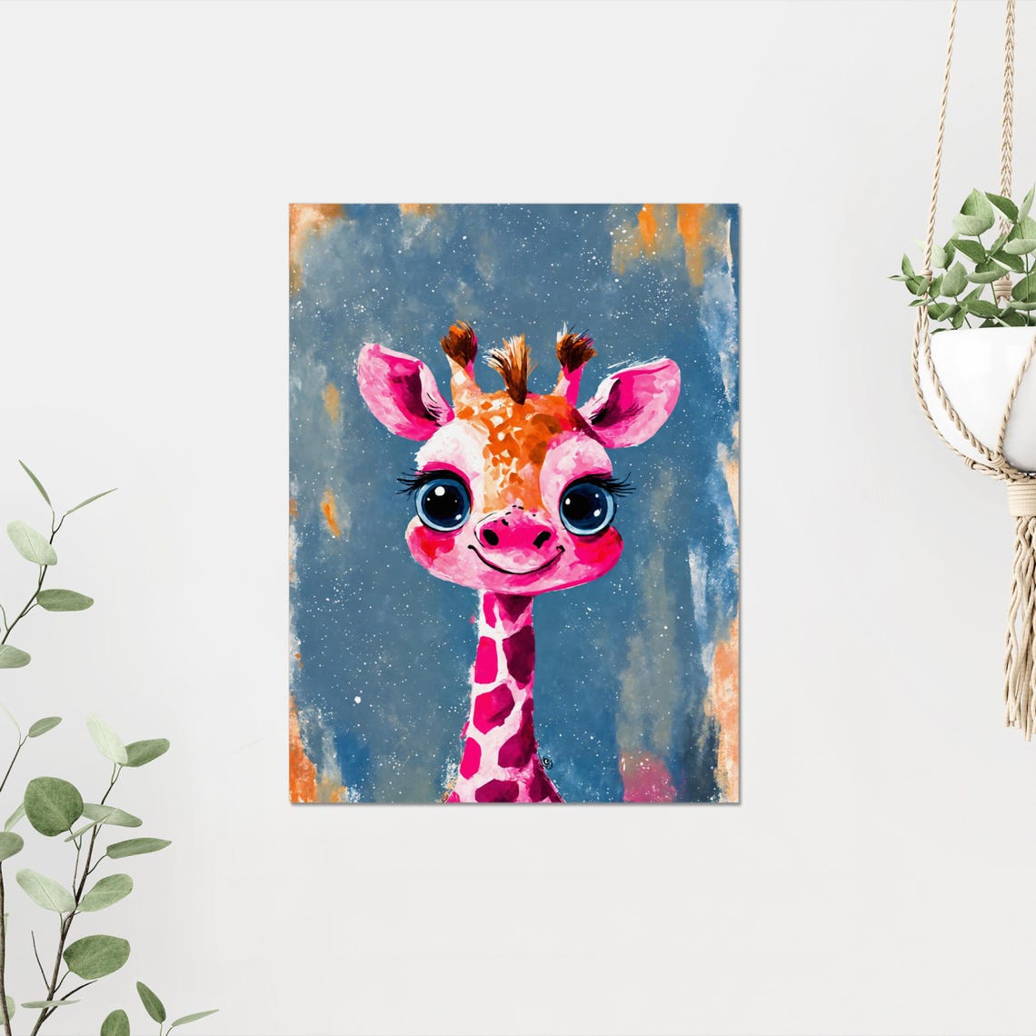 Pink Giraffe Art Print Watercolor Giraffe Portrait Happy Animal Wall Art Playroom Decor Unique Kids Gift 8x10 24x36 Baby Birthday Art - Image 4