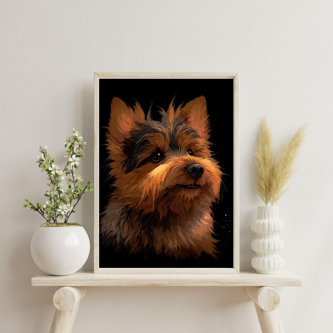 Australian Terrier Portrait Small Loyal Dog Painting Wall Art