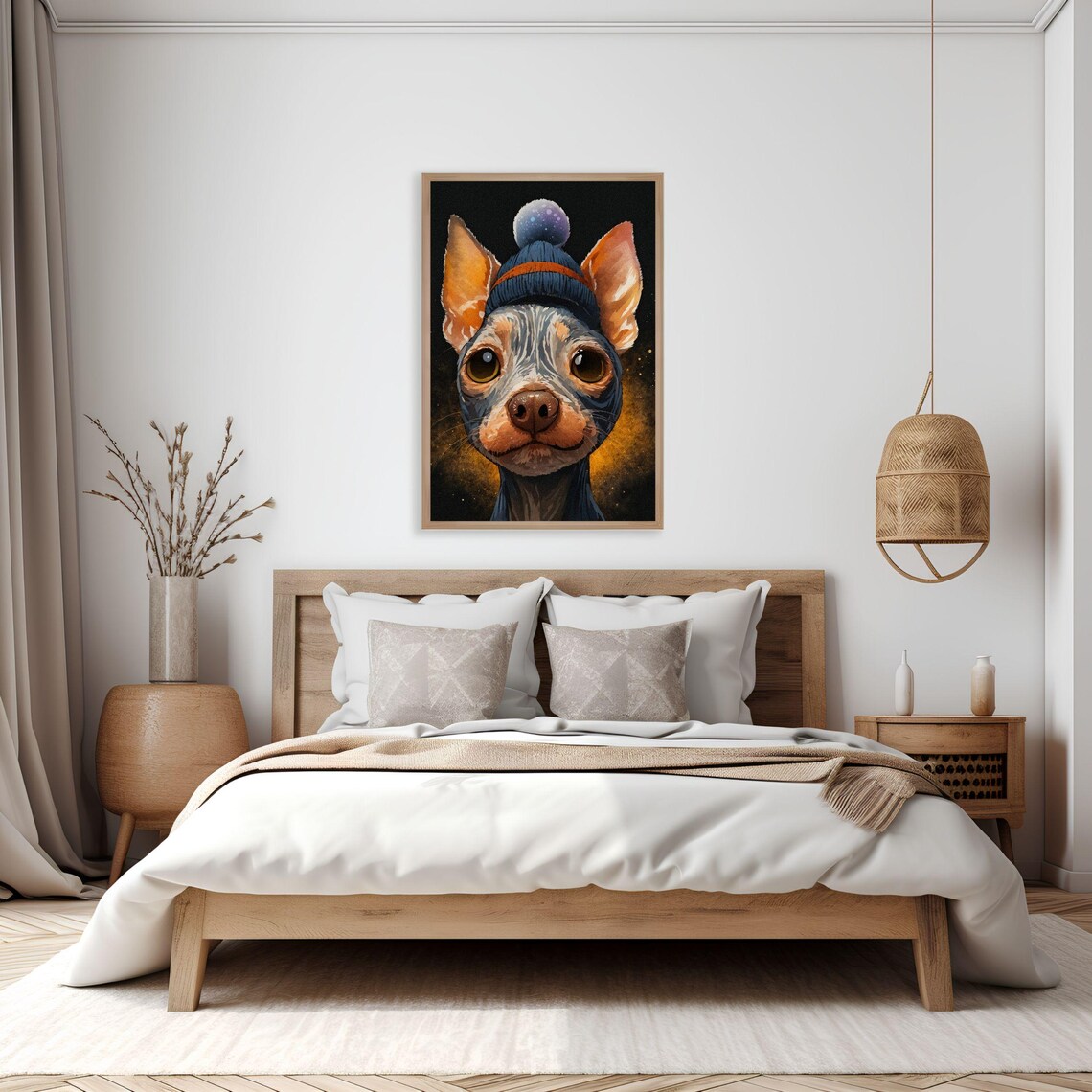 Chihuahua in Blue Winter Beanie Hat Funny Dog Portrait Poster - Image 3