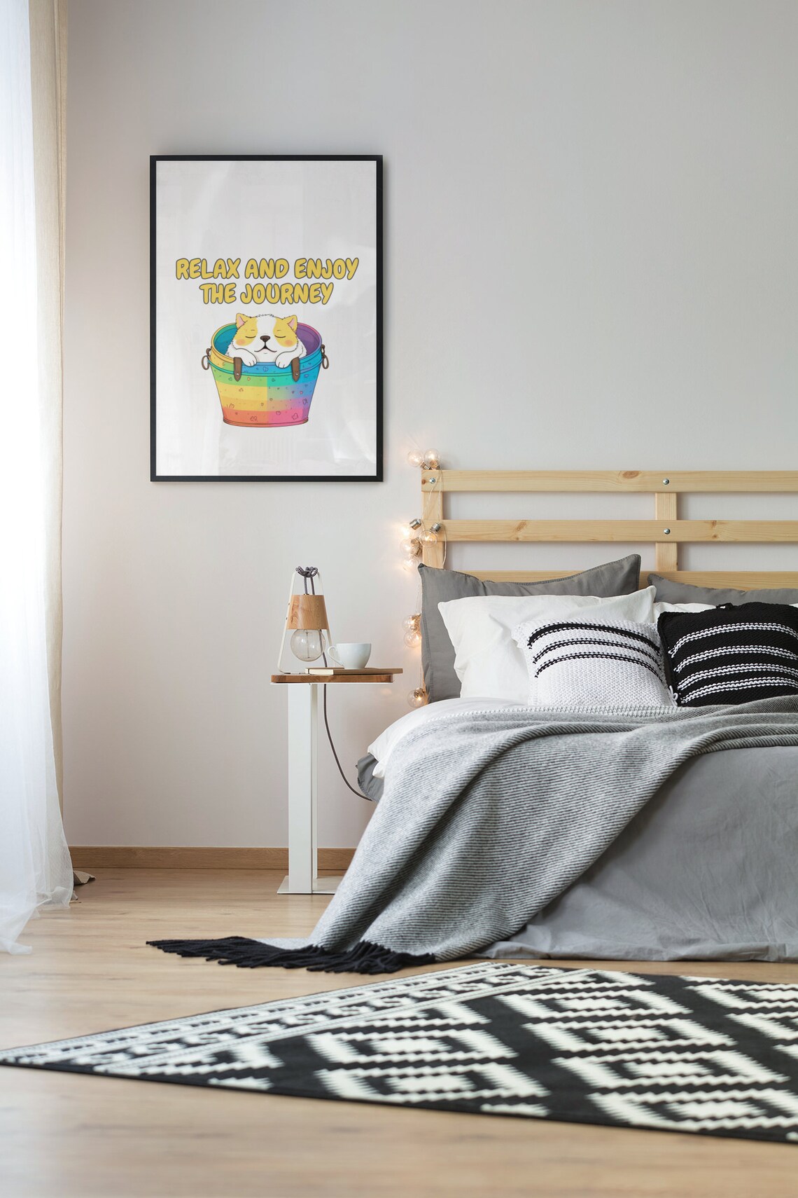 Relax And Enjoy The Journey Puppy Rainbow Bucket Cute Quote Art Poster - Image 2
