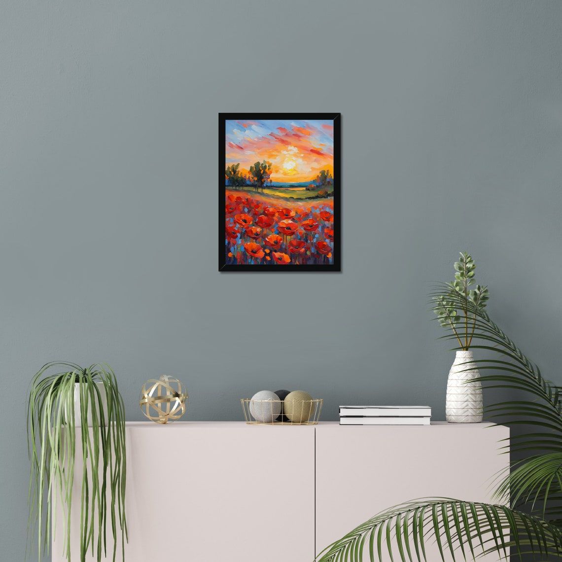 Poppy Field Painting Field Of Red Flowers Painting Print Wall Art Home Decor Floral Art Landscape Painting Floral Home Decor - Image 2