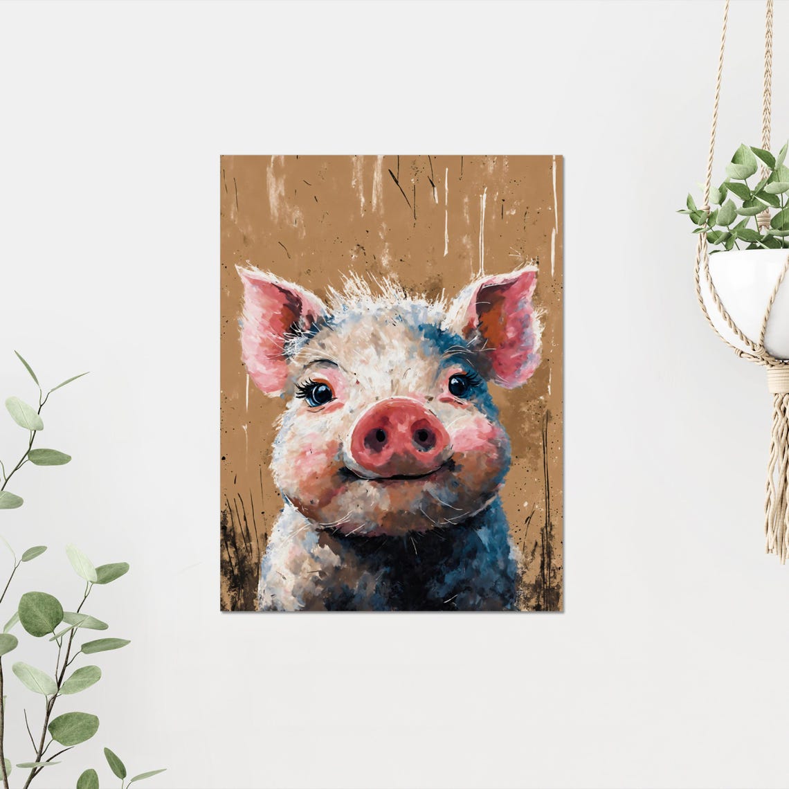 Adorable Mini Piglet Watercolor Portrait Cute Pink Pig Farm Poster - Image 4