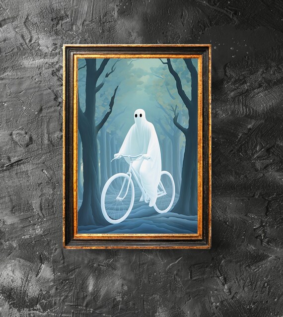 Riding A Bike Poster Cute Bicycle Funny Print Lover Gift Halloween Decor