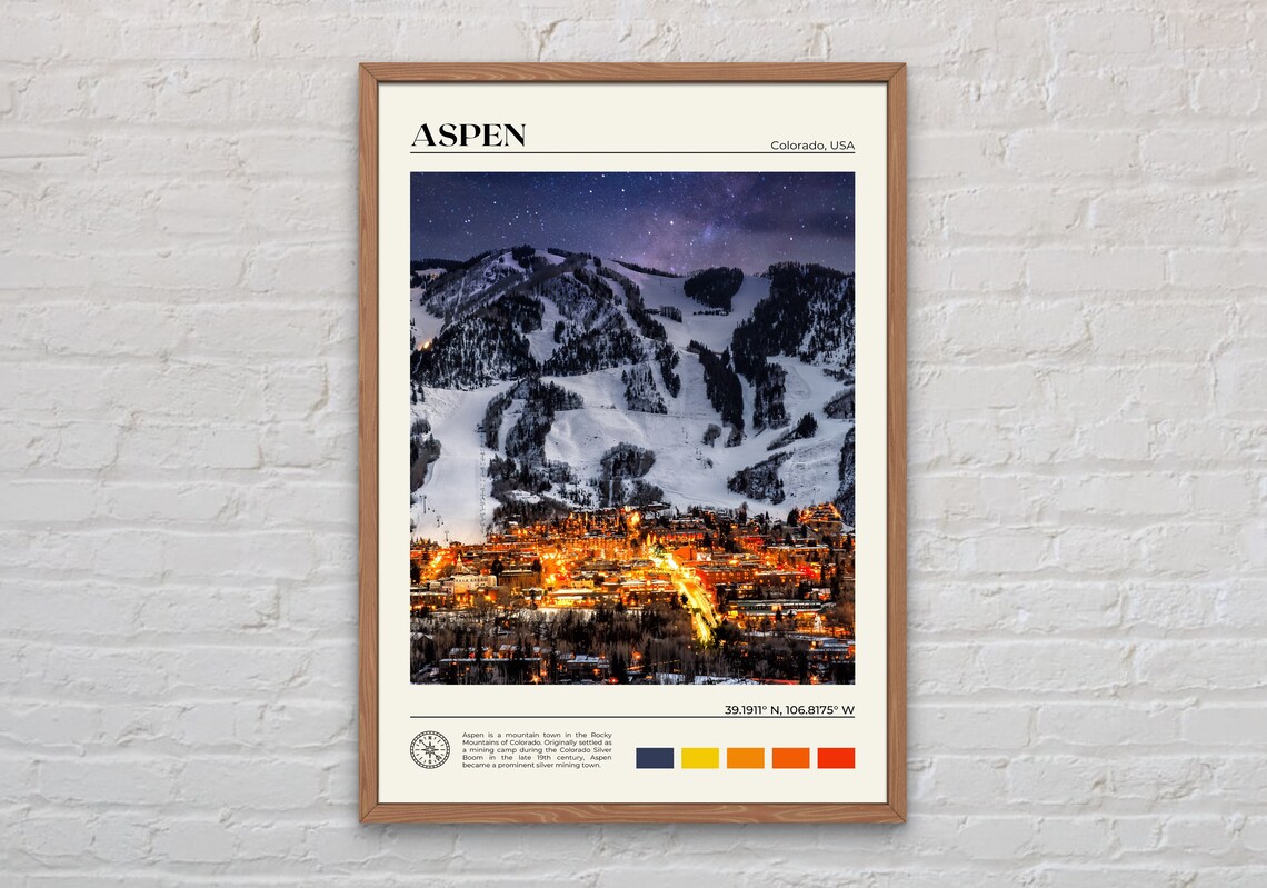 Aspen Travel Poster, Colorado Wall Art Print