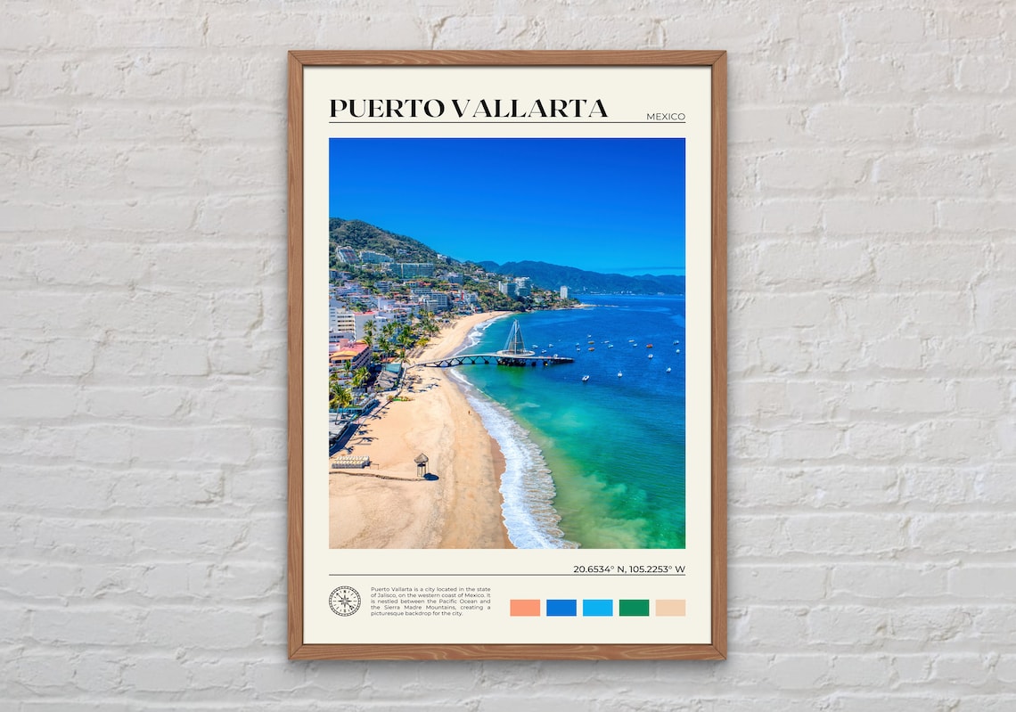 Puerto Vallarta Travel Poster, Real Photo Wall Art