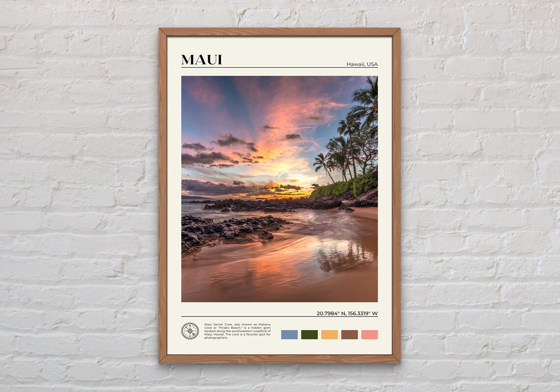 Maui Travel Poster, Hawaii Wall Art Print