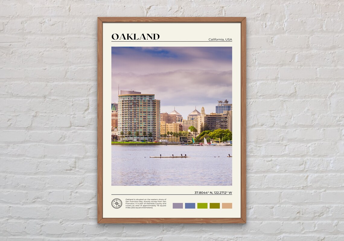 Oakland California Travel Poster, Real Photo Art Print