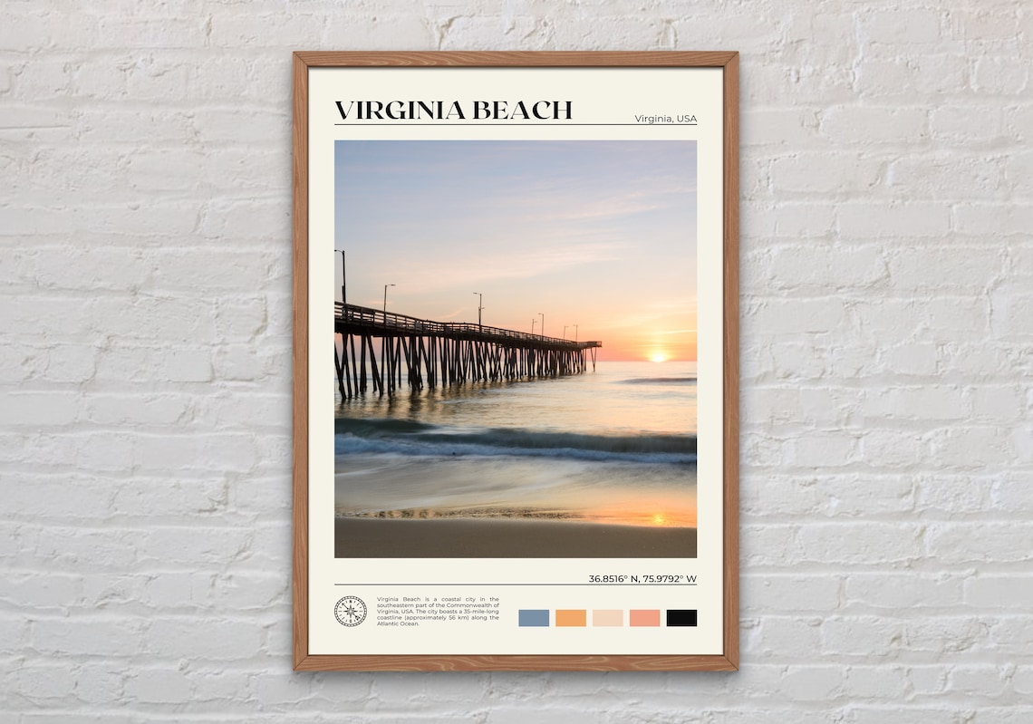 Virginia Beach Travel Poster, Real Photo Wall Art