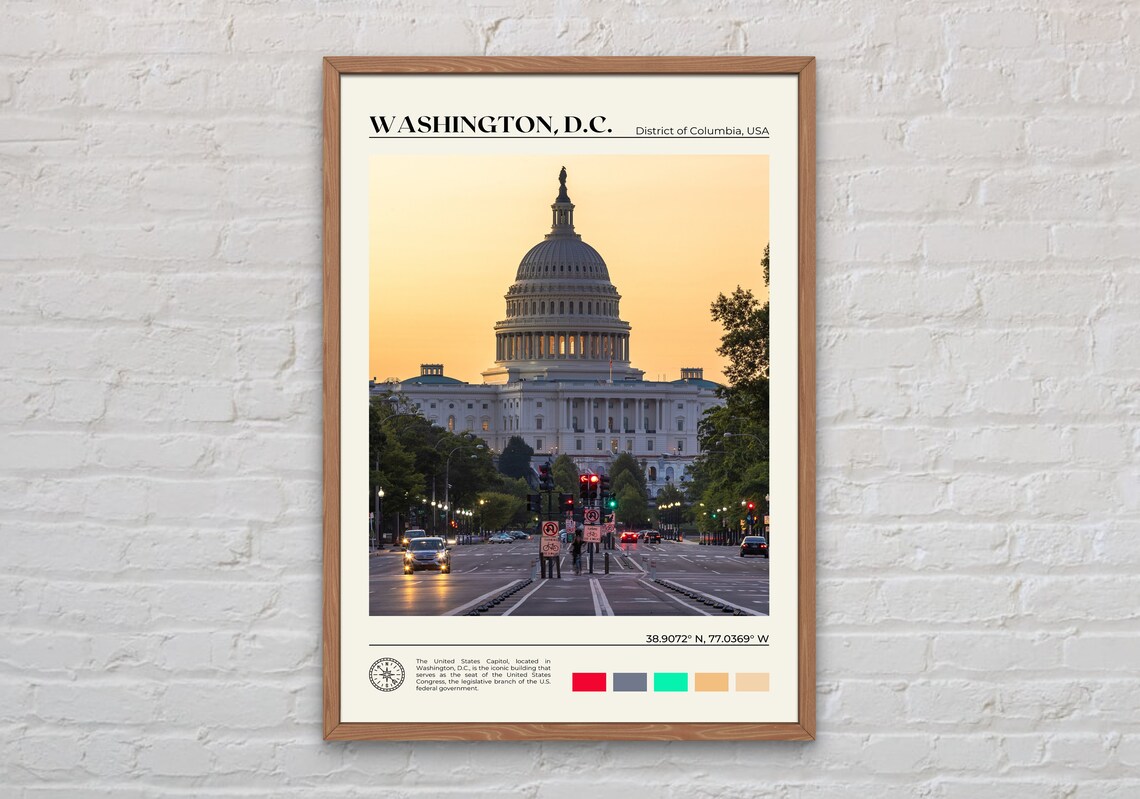 Washington DC Travel Poster, Washington Wall Art Print