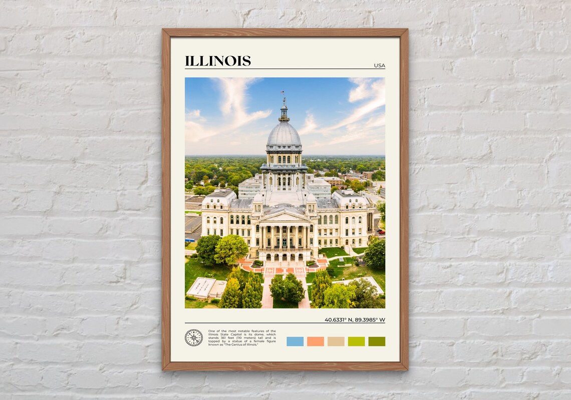 Illinois Real Photo Travel Poster, USA Wall Art